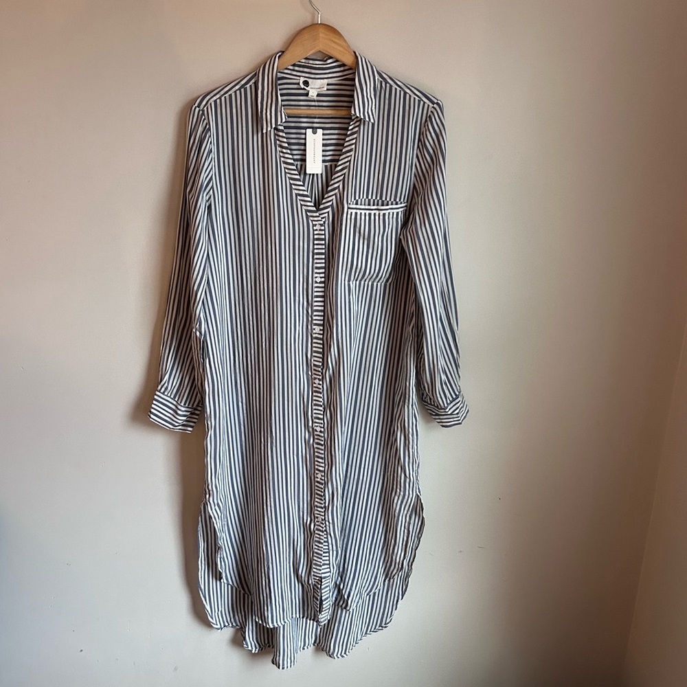 Floreat by Anthropologie Blue striped maxi shirt dress, size large